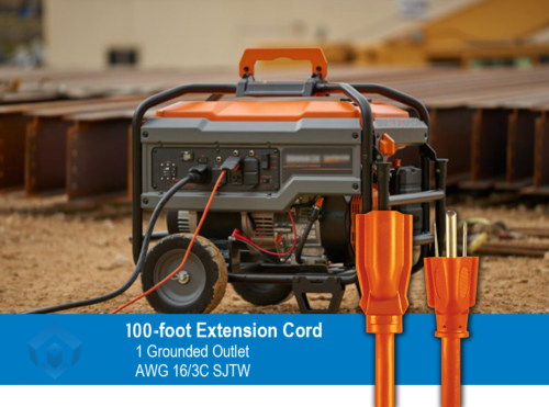 100 foot Safety Orange Extension Cord